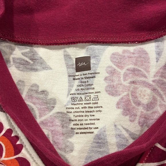 Tea Collection Girls Faux Wrap Dress - Size 5 - Picture 2 of 3